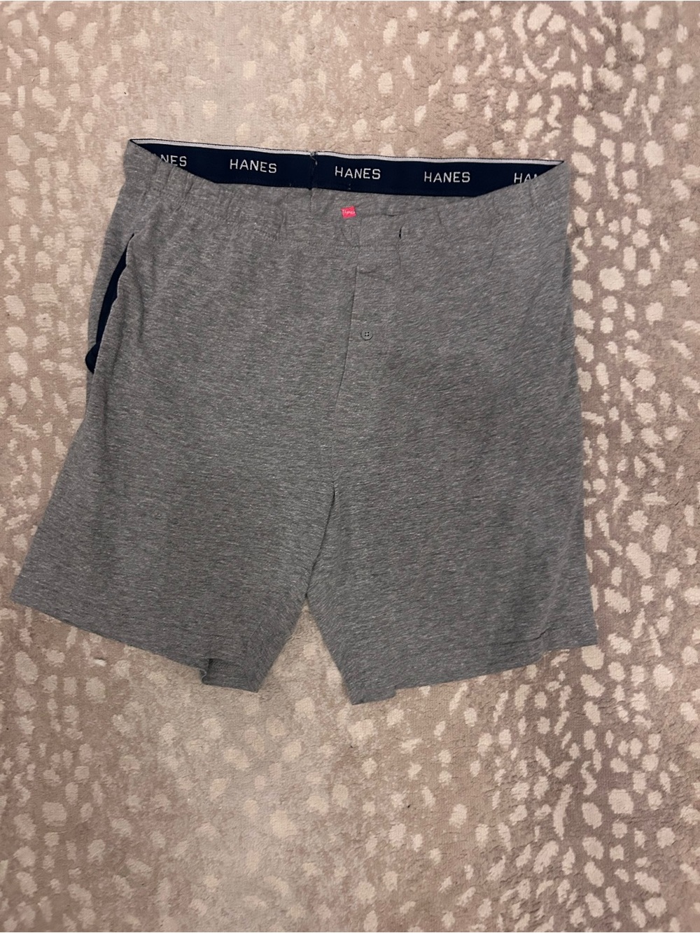 Hanes Men's Gray Boxer Briefs with Navy Waistband